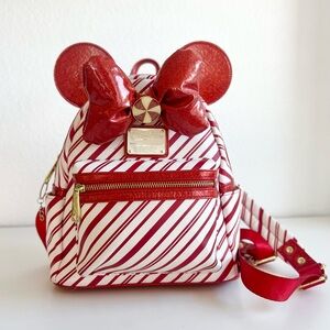 Disney Parks Loungefly Peppermint Mini Backpack Candy Cane Print (only worn once
